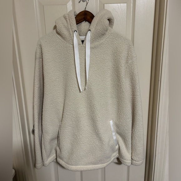 Abercrombie & Fitch Soft Sherpa Hoodie Cream XL Cozy Minimalist - Picture 2 of 9